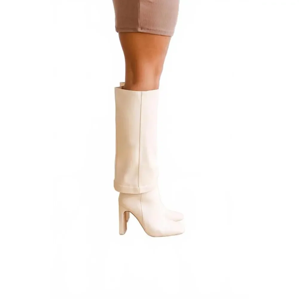 Lulus Lorlia Almond Square Toe Knee High Boots - 7 NWOB